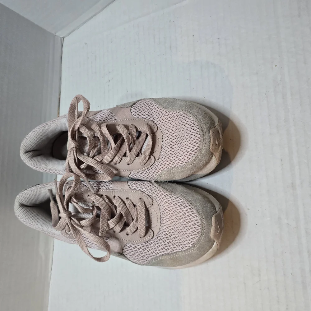 Nike Pink and Cream Suede Sneakers with Lace-Up‎ Design